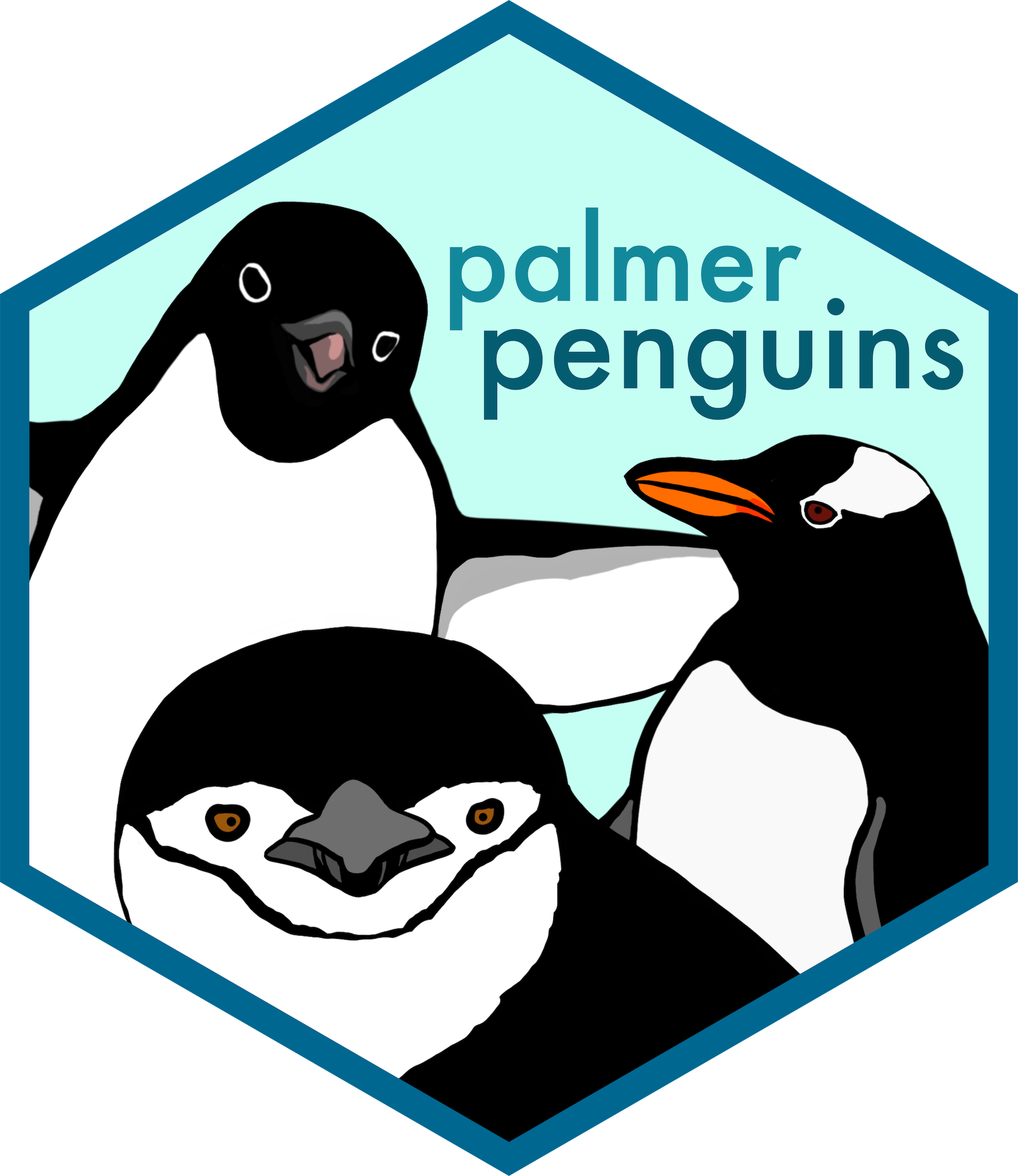 palmerpenguins R package hex logo